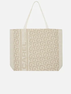 Carel Accessoires>Beige Draagtas Met Monogram En Jacquardweefsel