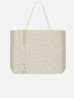 Carel Accessoires>Beige Draagtas Met Monogram En Jacquardweefsel