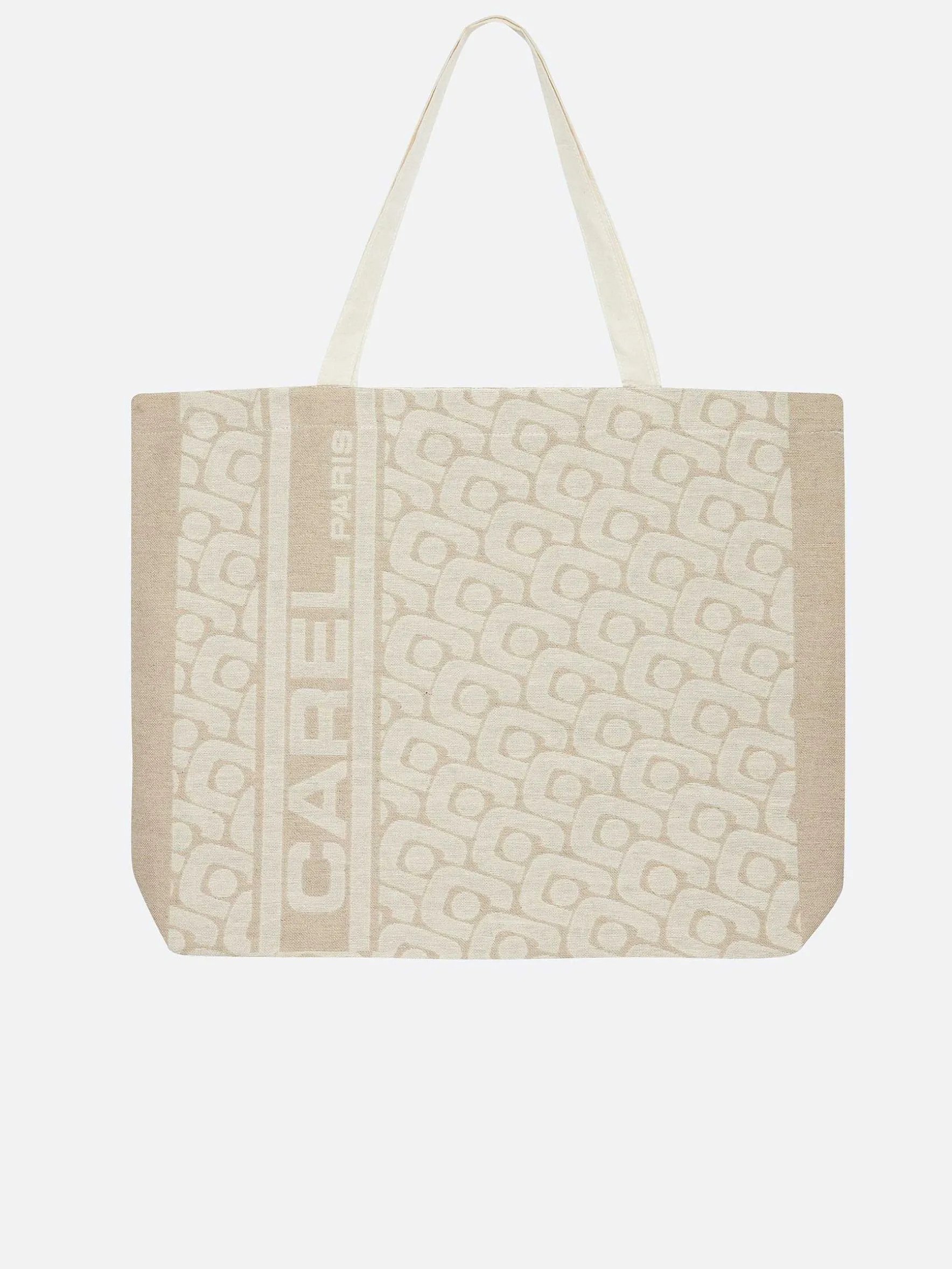 Carel Accessoires>Beige Draagtas Met Monogram En Jacquardweefsel