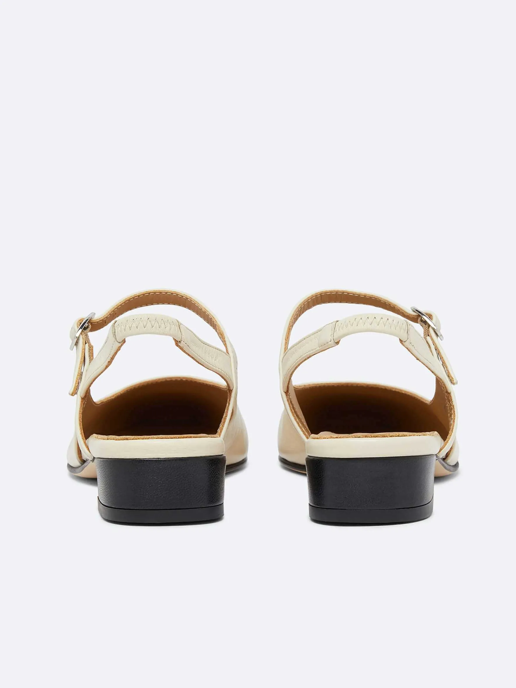 Carel Slingbacks>Beige En Zwart Lederen Slingback