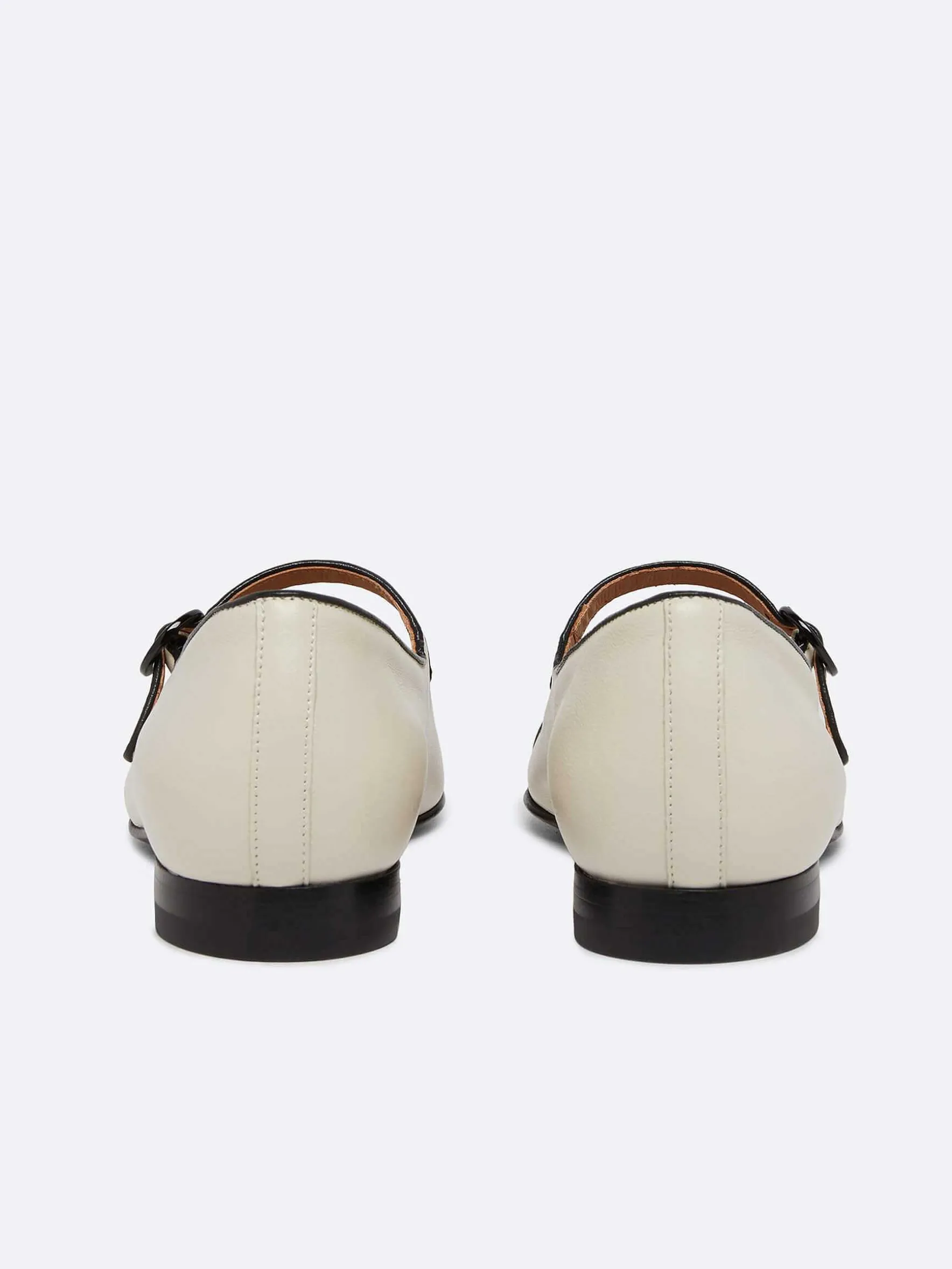 Carel Ballerina'S>Beige Lederen Zwarte Biezen Mary Janes