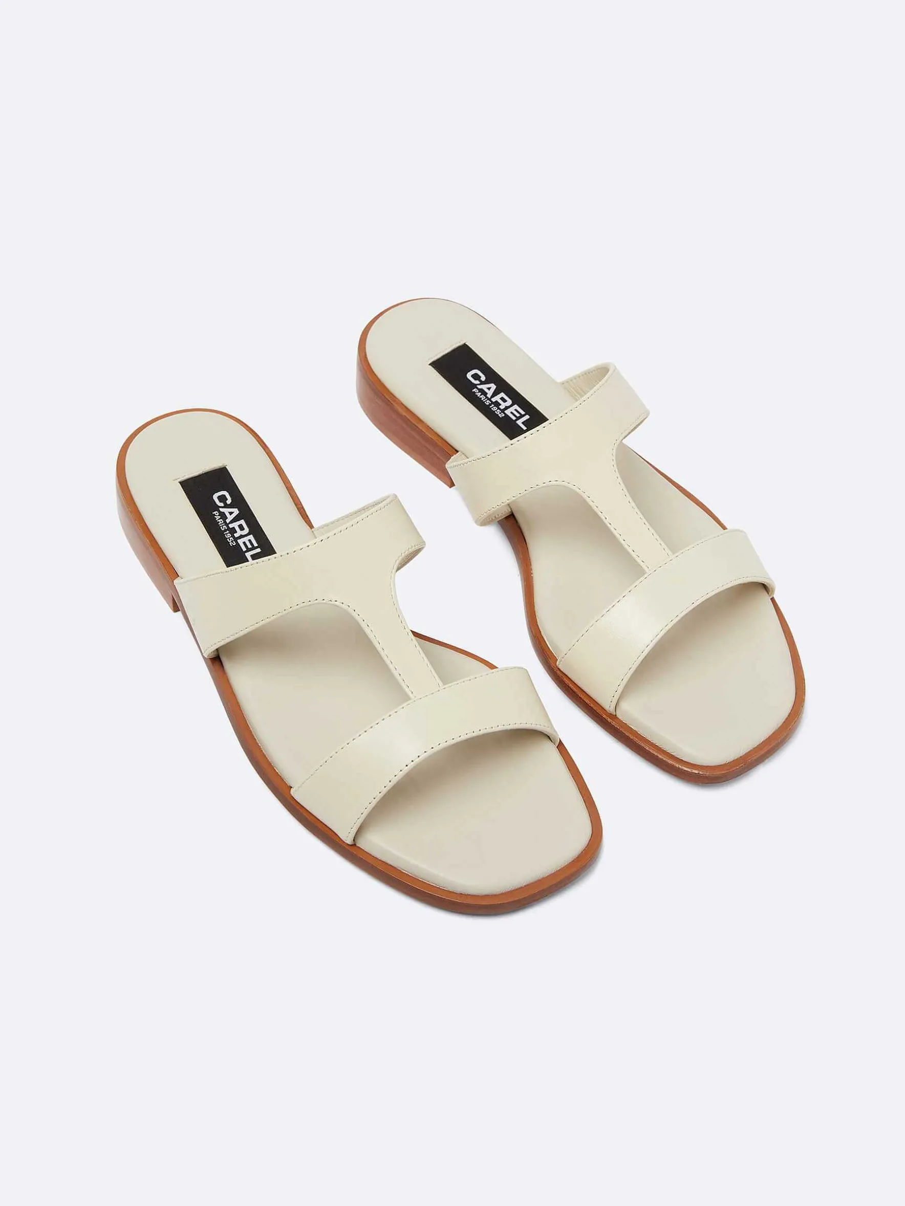 Carel Sandalen En Muilezels>Beige Leren Platte Muiltjes