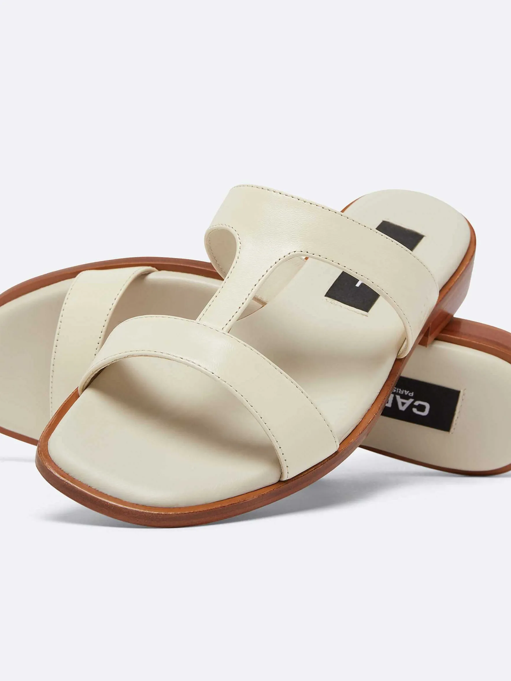 Carel Sandalen En Muilezels>Beige Leren Platte Muiltjes