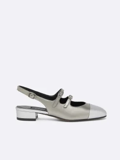 Carel Slingbacks>Bi Zilveren Appleskin Slingback Mary Janes