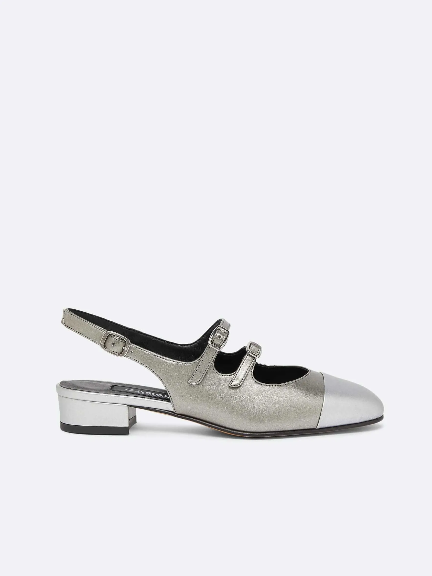 Carel Slingbacks>Bi Zilveren Appleskin Slingback Mary Janes