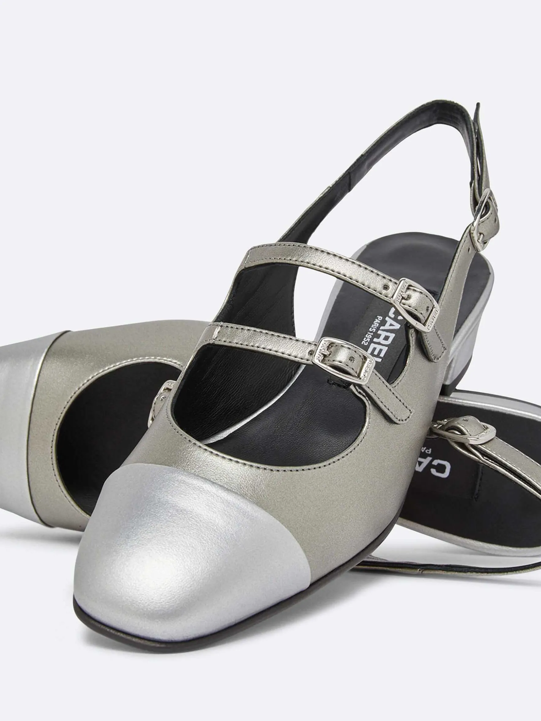 Carel Slingbacks>Bi Zilveren Appleskin Slingback Mary Janes