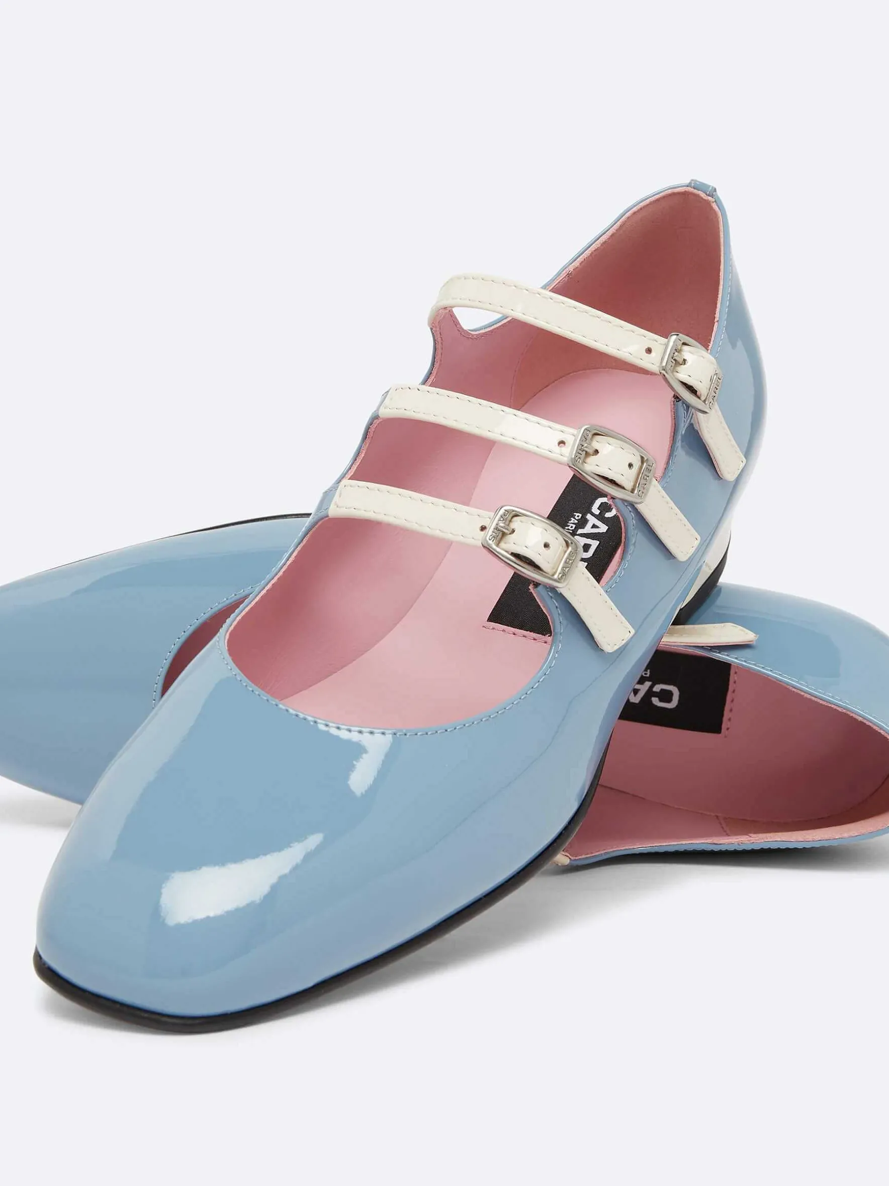 Carel Ballerina'S>Blauw En Ivoor Gerecycled Lakleer Mary Janes Ballerina'S
