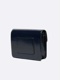 Carel Tassen>Blauw Marine Glanzende Lederen Tas