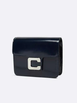 Carel Tassen>Blauw Marine Glanzende Lederen Tas