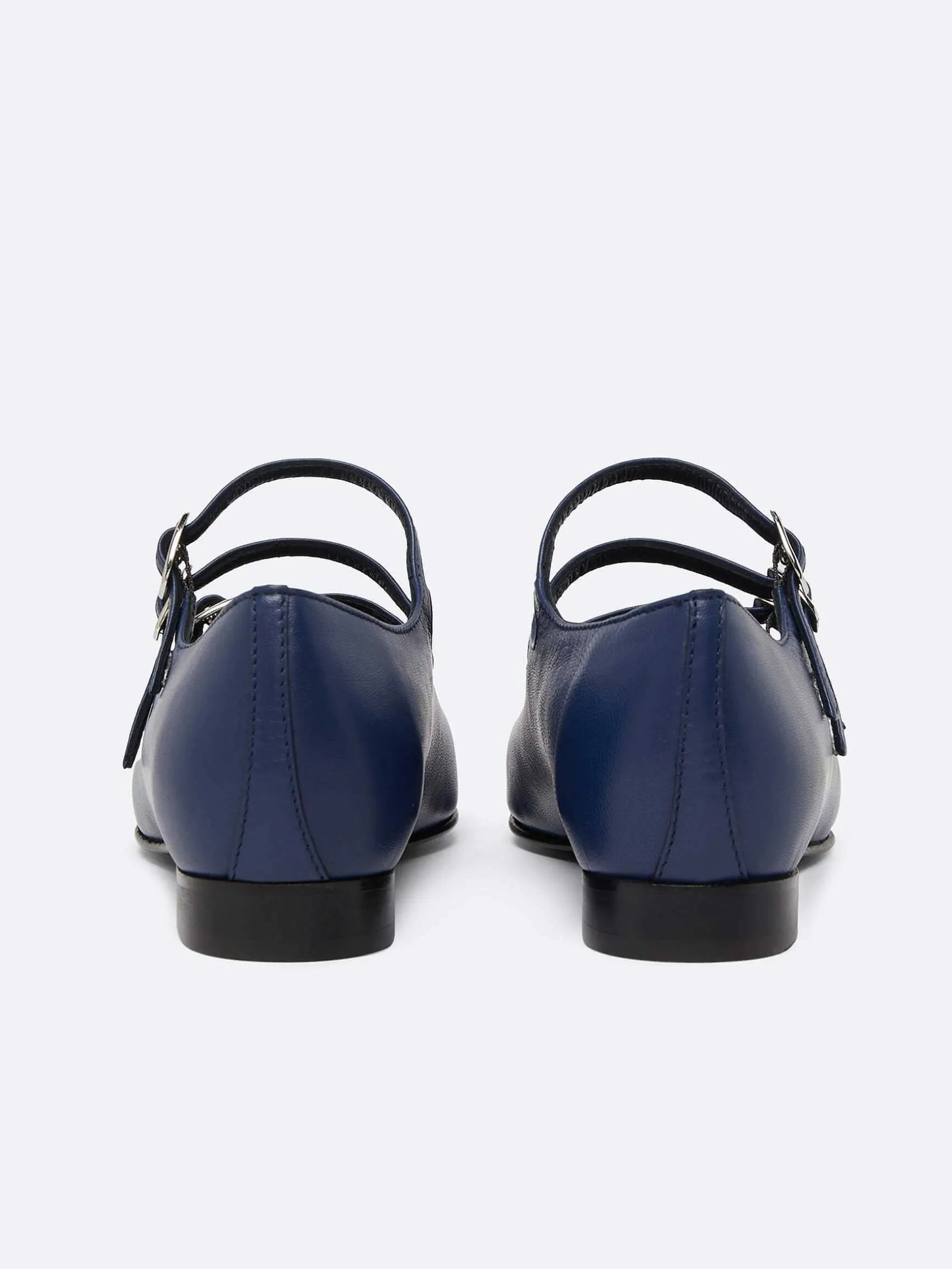 Carel Ballerina'S>Blauw Marine Lederen Mary Janes Ballet Flats