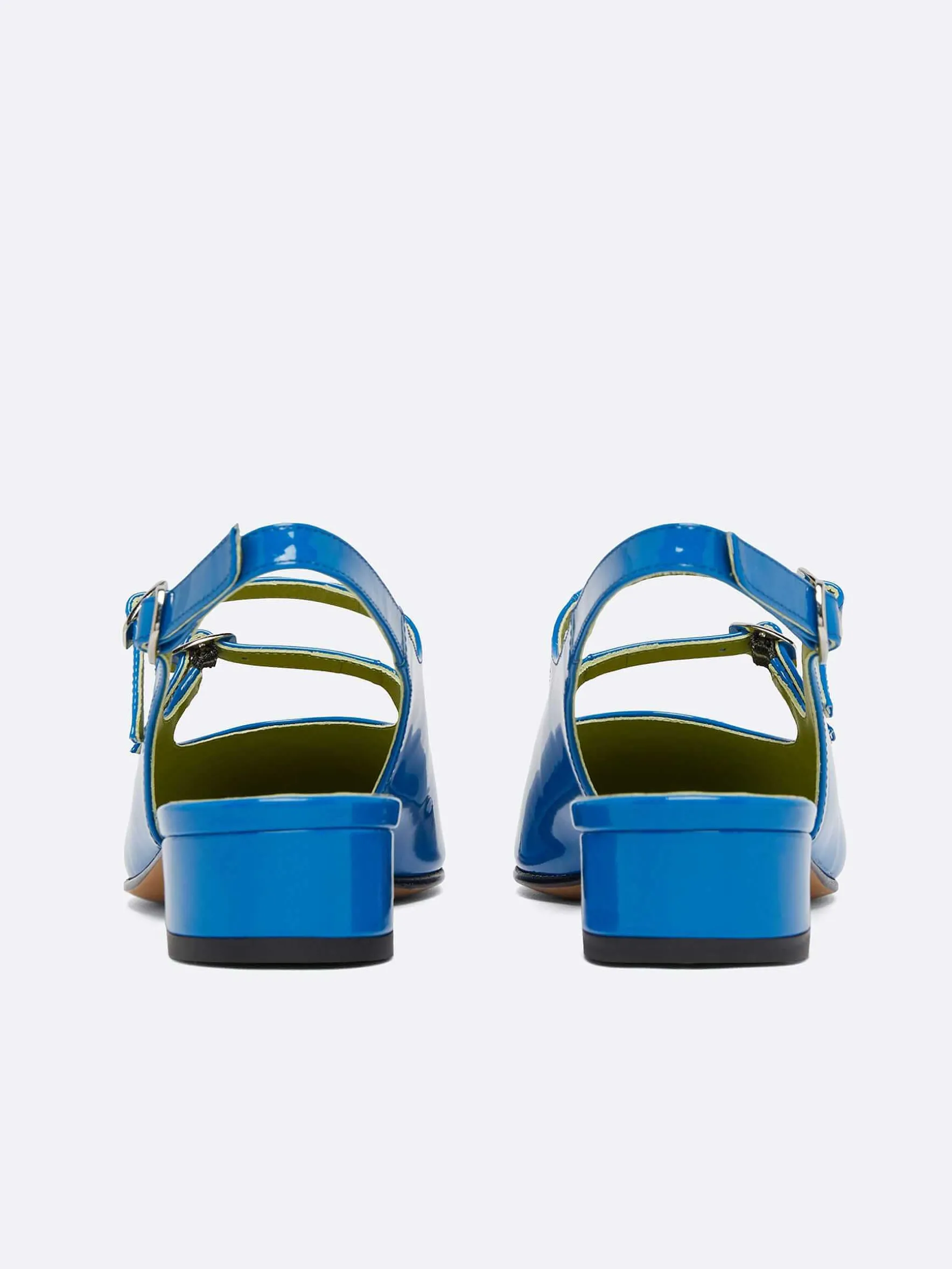 Carel Slingbacks>Blauwe Lakleren Slingback Mary Janes
