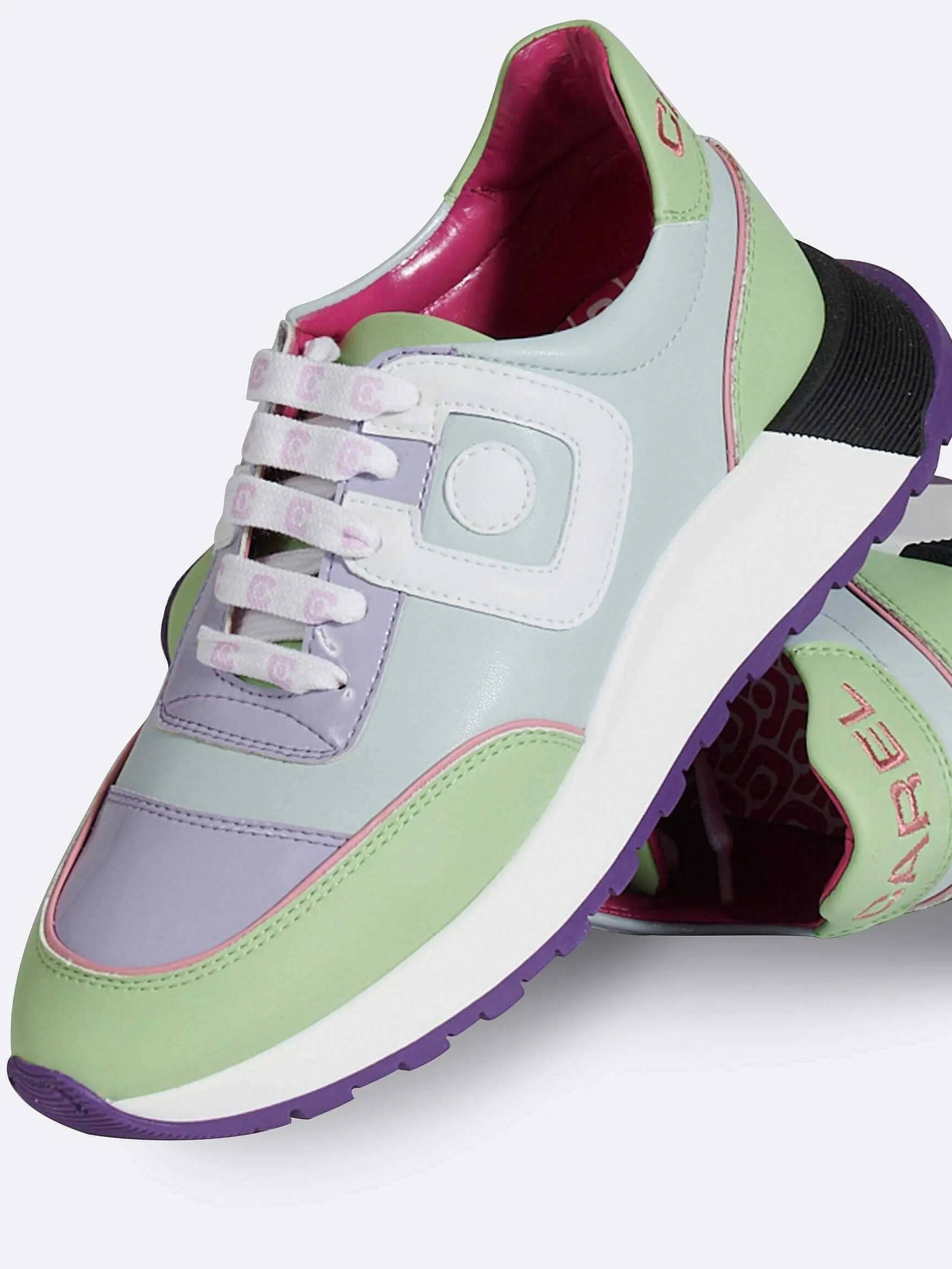 Carel Sneakers>Blauwe, Lila En Witte Sneakers Van Eco-Nappa