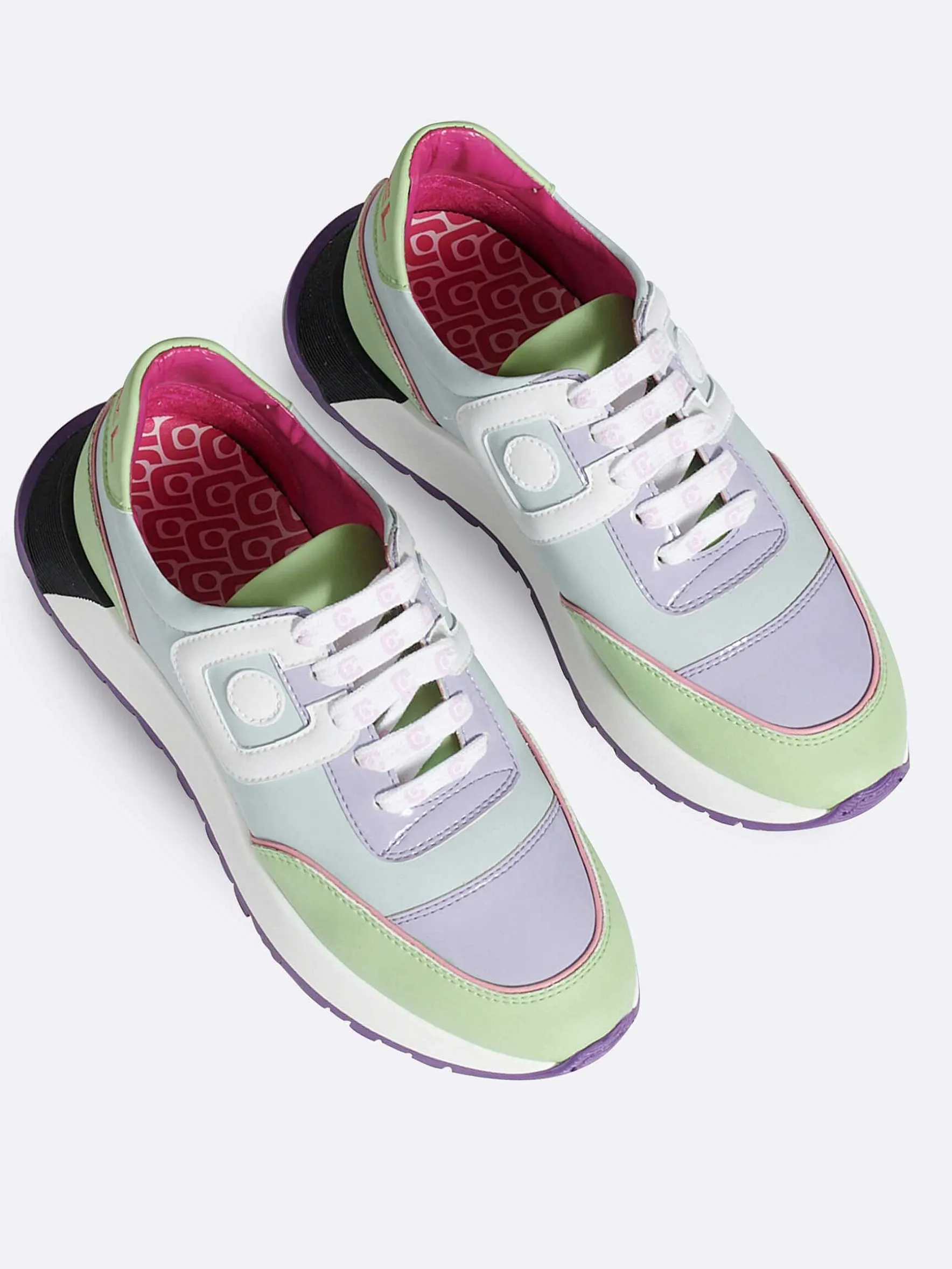 Carel Sneakers>Blauwe, Lila En Witte Sneakers Van Eco-Nappa
