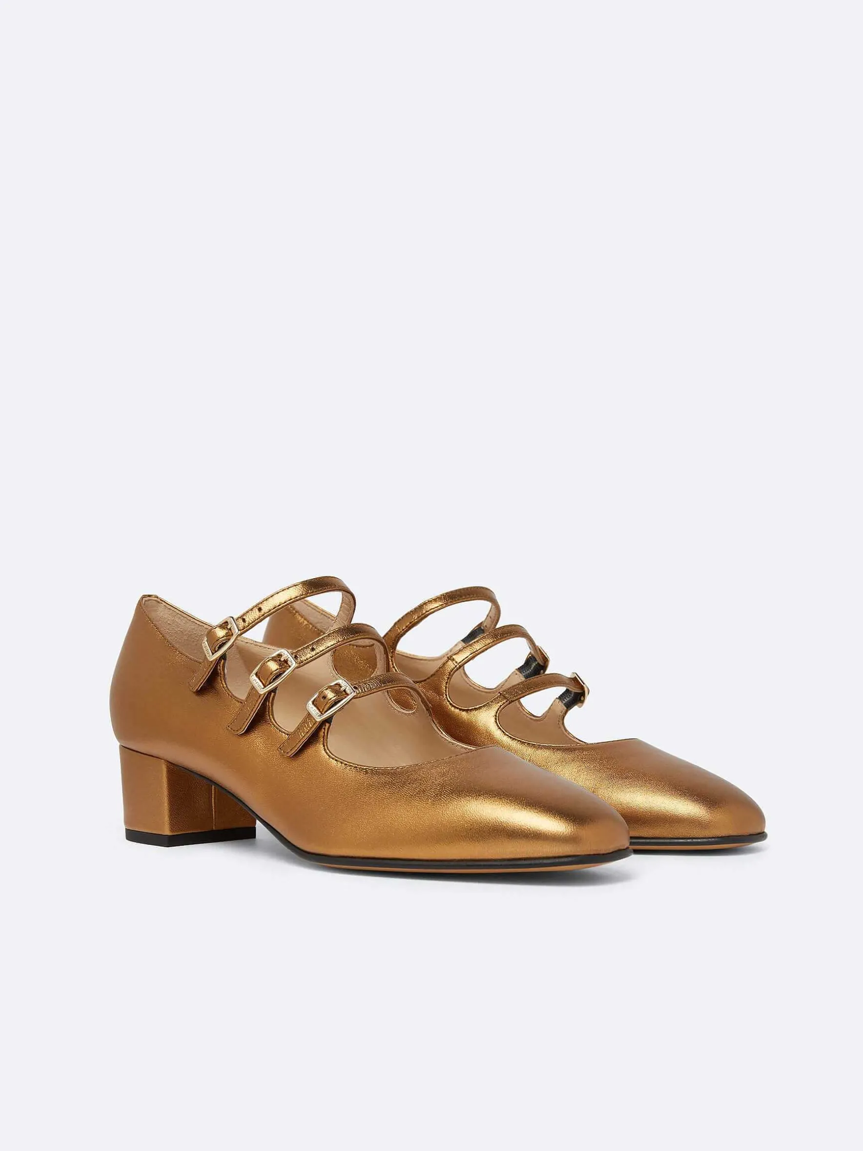 Carel Maria Janes>Bronzen Upcycled Leren Mary Janes Pumps