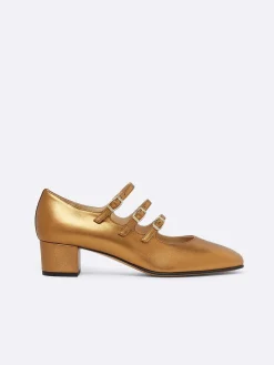 Carel Maria Janes>Bronzen Upcycled Leren Mary Janes Pumps