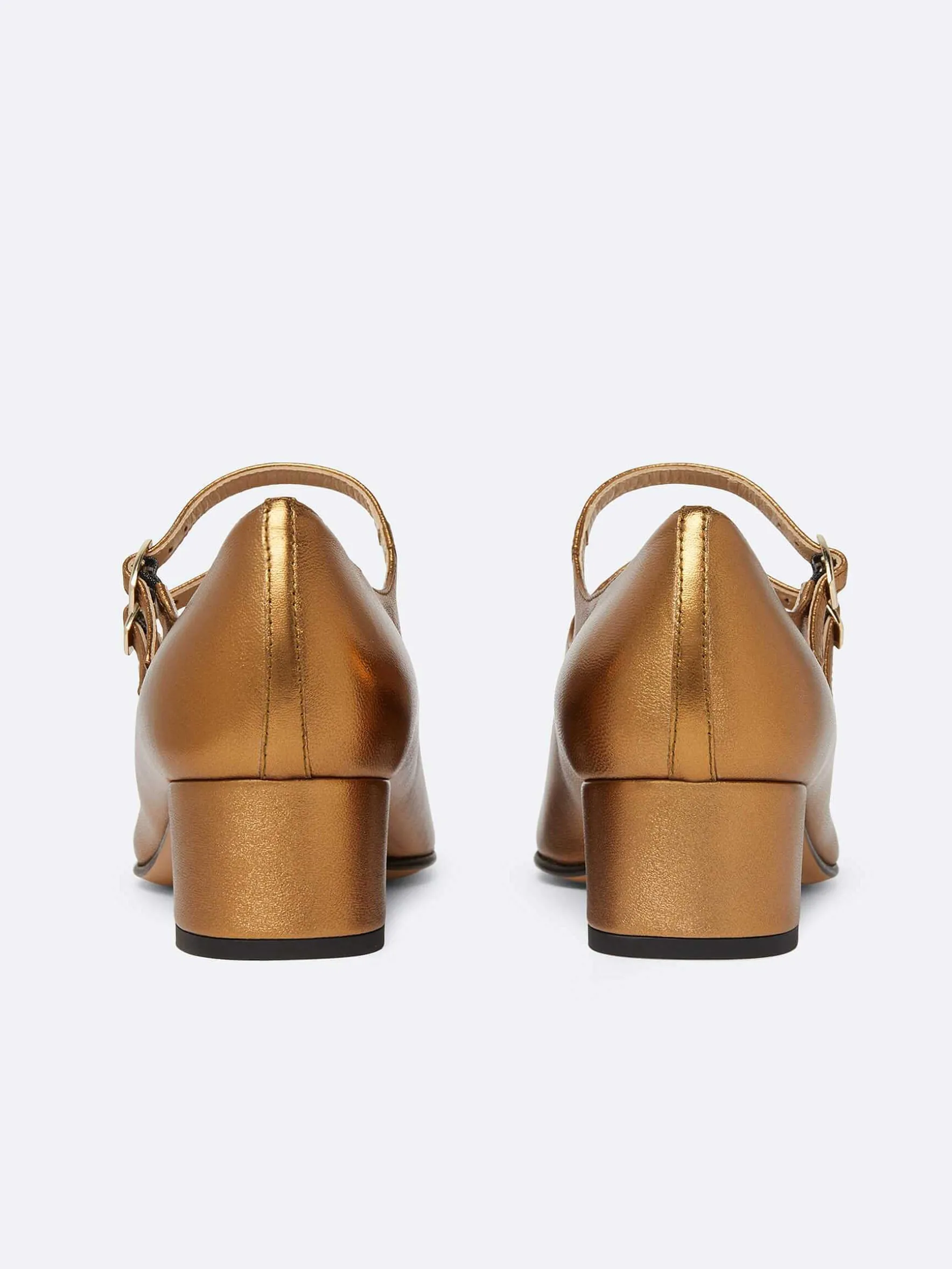 Carel Maria Janes>Bronzen Upcycled Leren Mary Janes Pumps