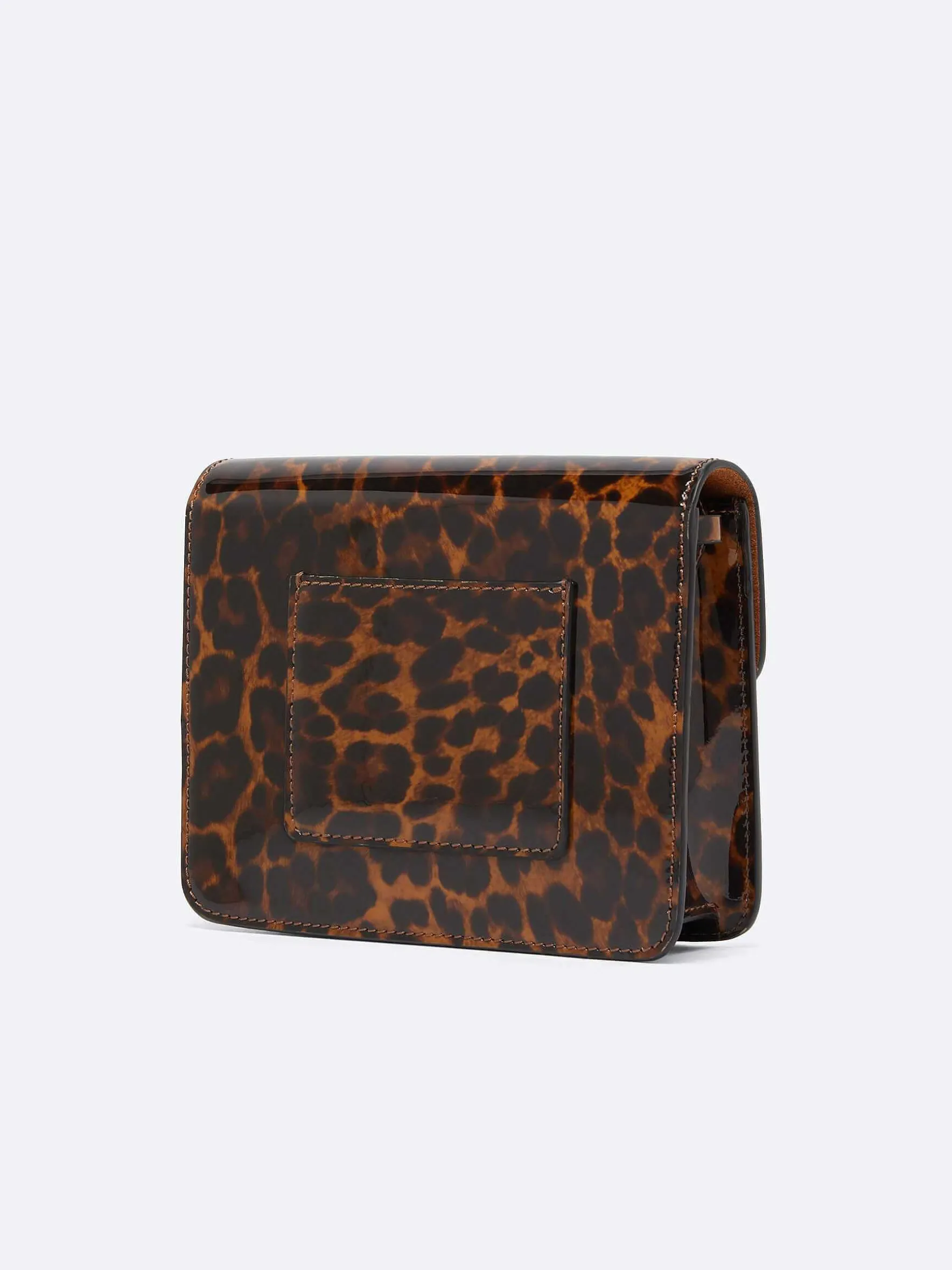 Carel Tassen>Bruine Lakleren Tas Met Luipaardprint