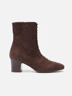 Carel Laarzen En Enkellaarzen>Bruine Suede Enkellaarzen Met Veters