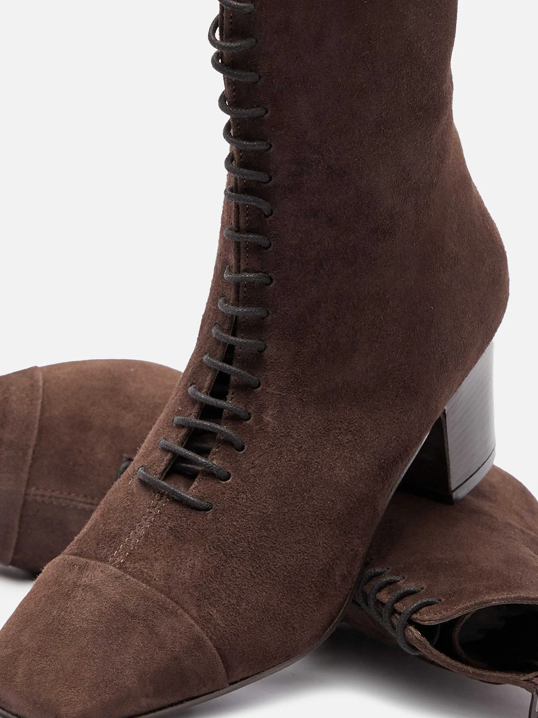 Carel Laarzen En Enkellaarzen>Bruine Suede Enkellaarzen Met Veters