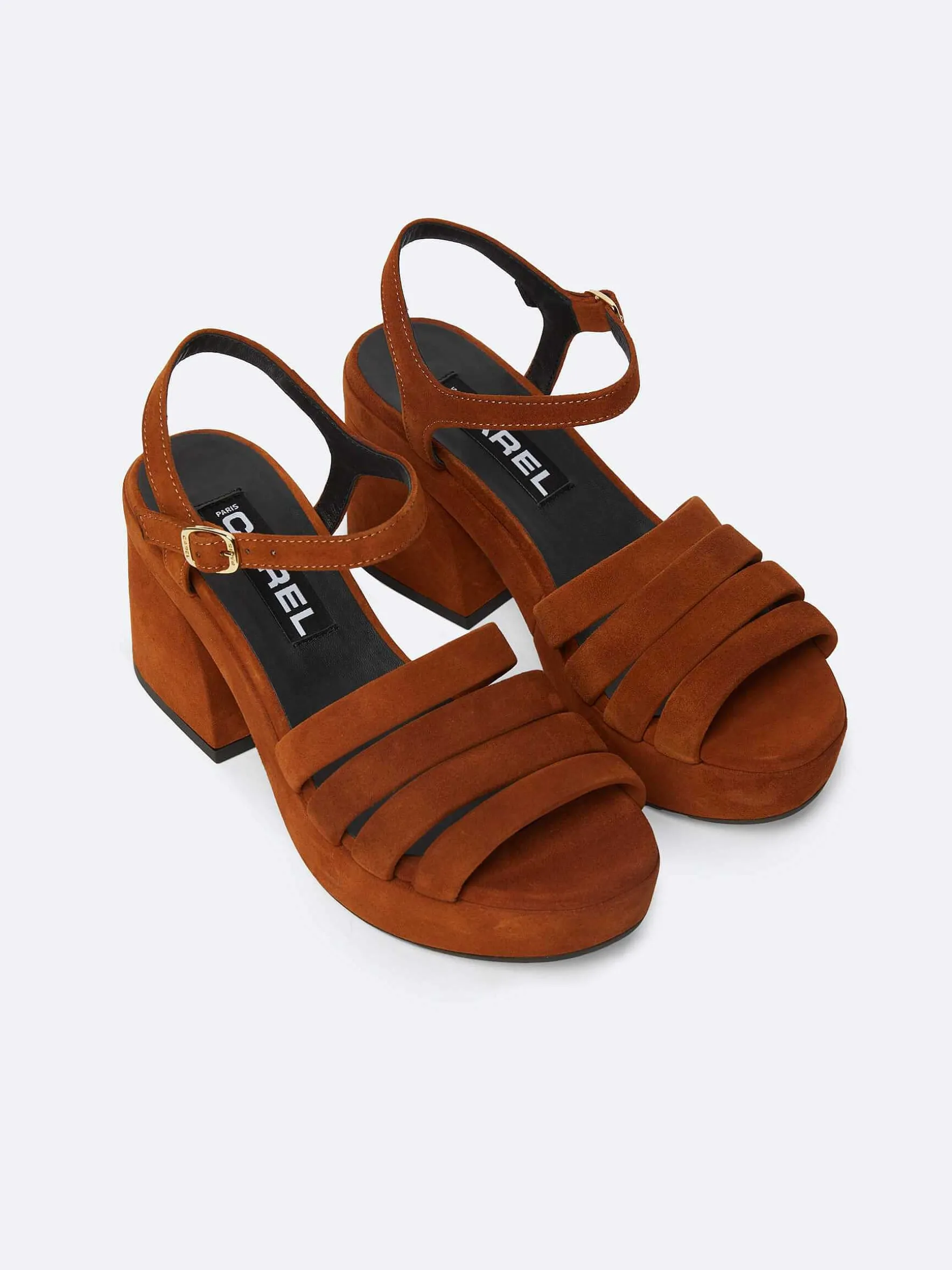 Carel Sandalen En Muilezels>Camel Suede Leren Sandalen