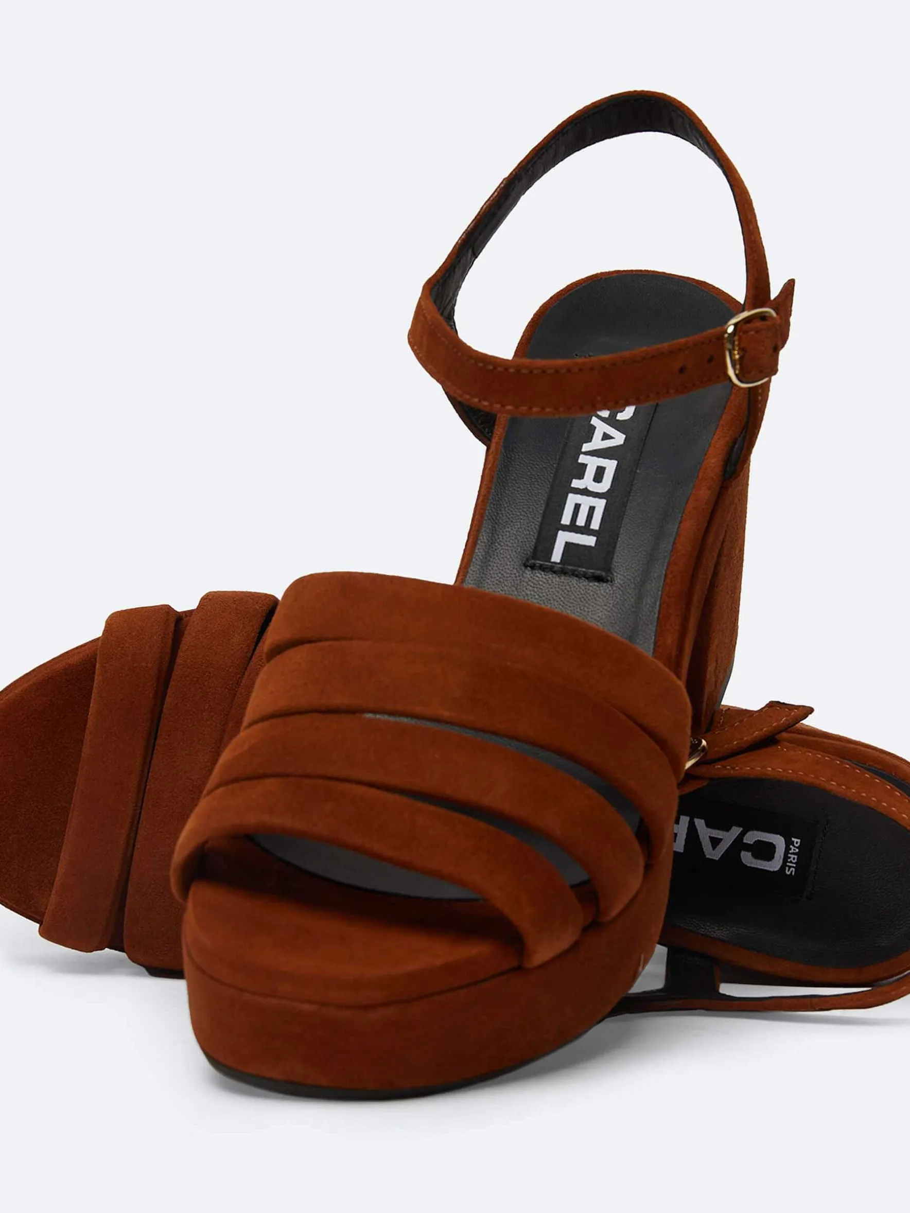 Carel Sandalen En Muilezels>Camel Suede Leren Sandalen
