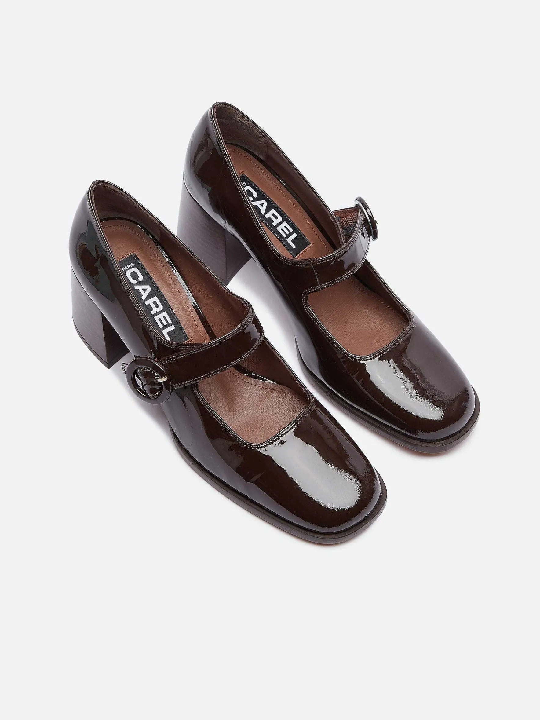 Carel Maria Janes>Chocolade Lakleer Mary Janes Pumps