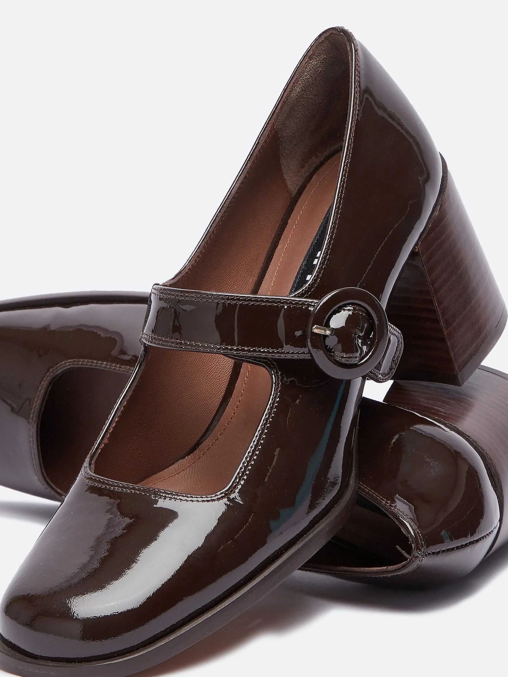 Carel Maria Janes>Chocolade Lakleer Mary Janes Pumps