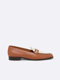 Carel Loafers>Cognac En Ivoor Lederen Loafers