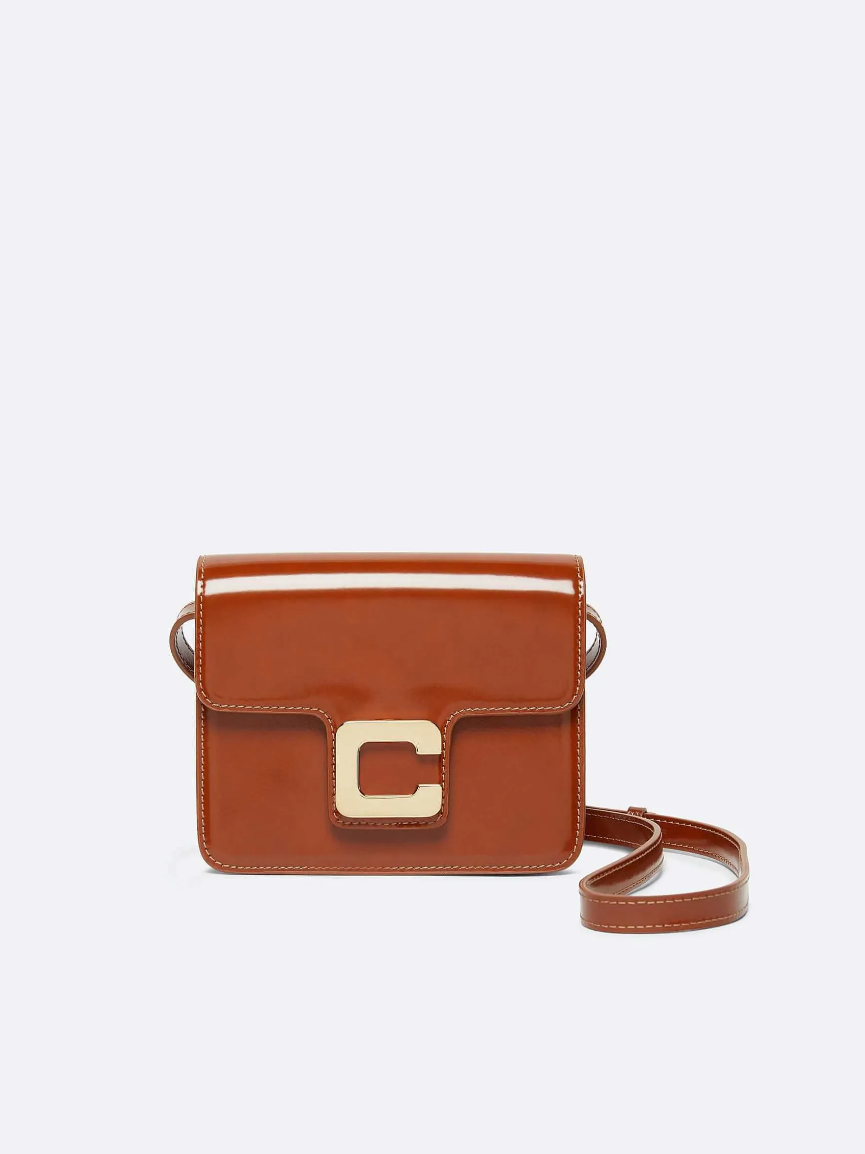 Carel Tassen>Cognac Glanzende Leren Tas