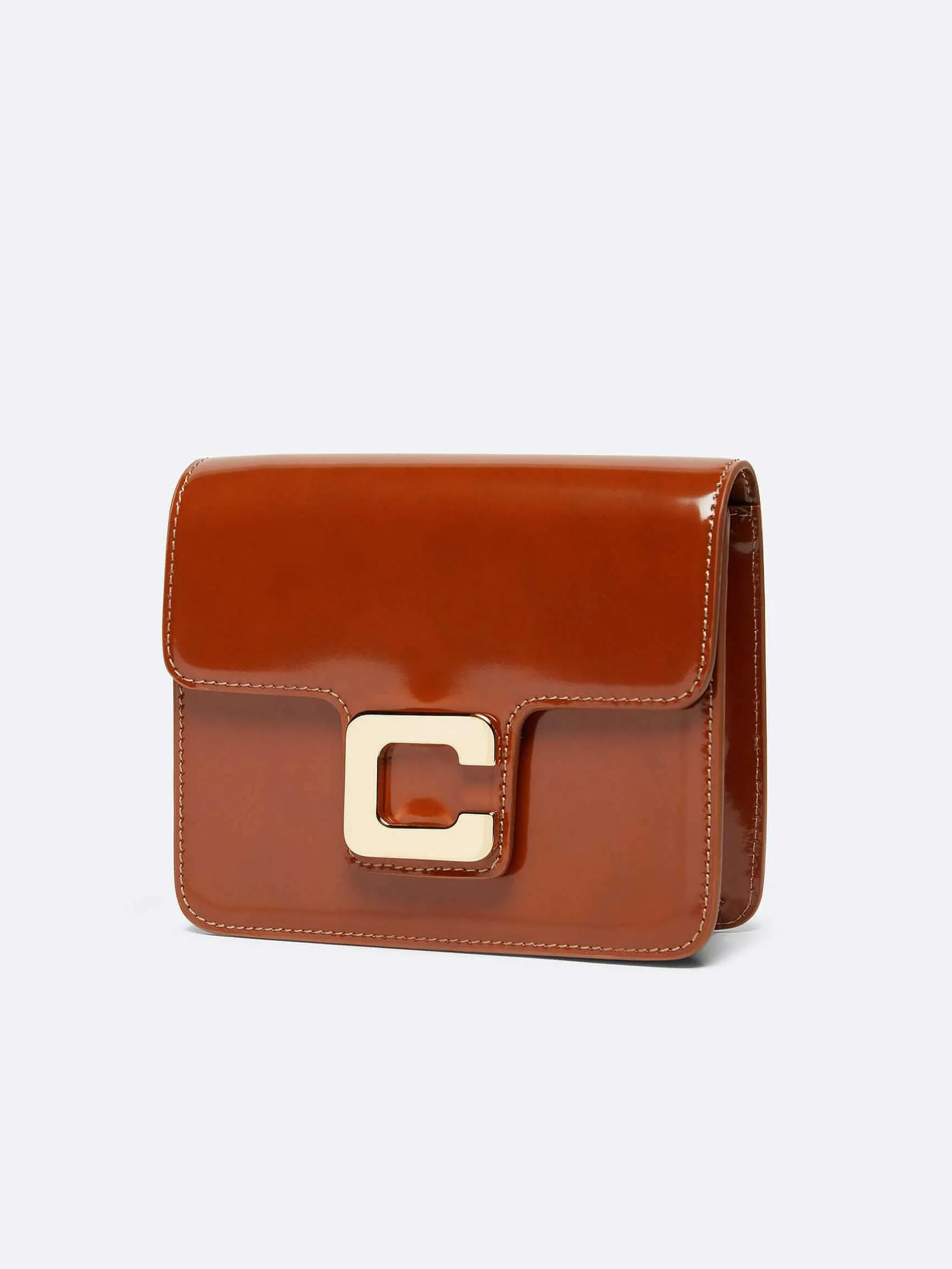 Carel Tassen>Cognac Glanzende Leren Tas