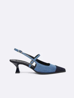 Carel Pompen>Denim Tweekleurige Slingback Pumps