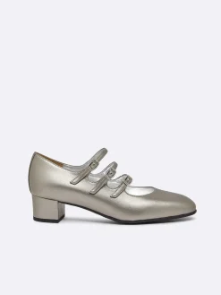 Carel Appelhuid>Donkerzilveren Appleskin Mary Janes-Pumps