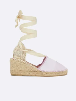 Carel Espadrilles>Espadrilles Met Sleehak Van Lila Stof