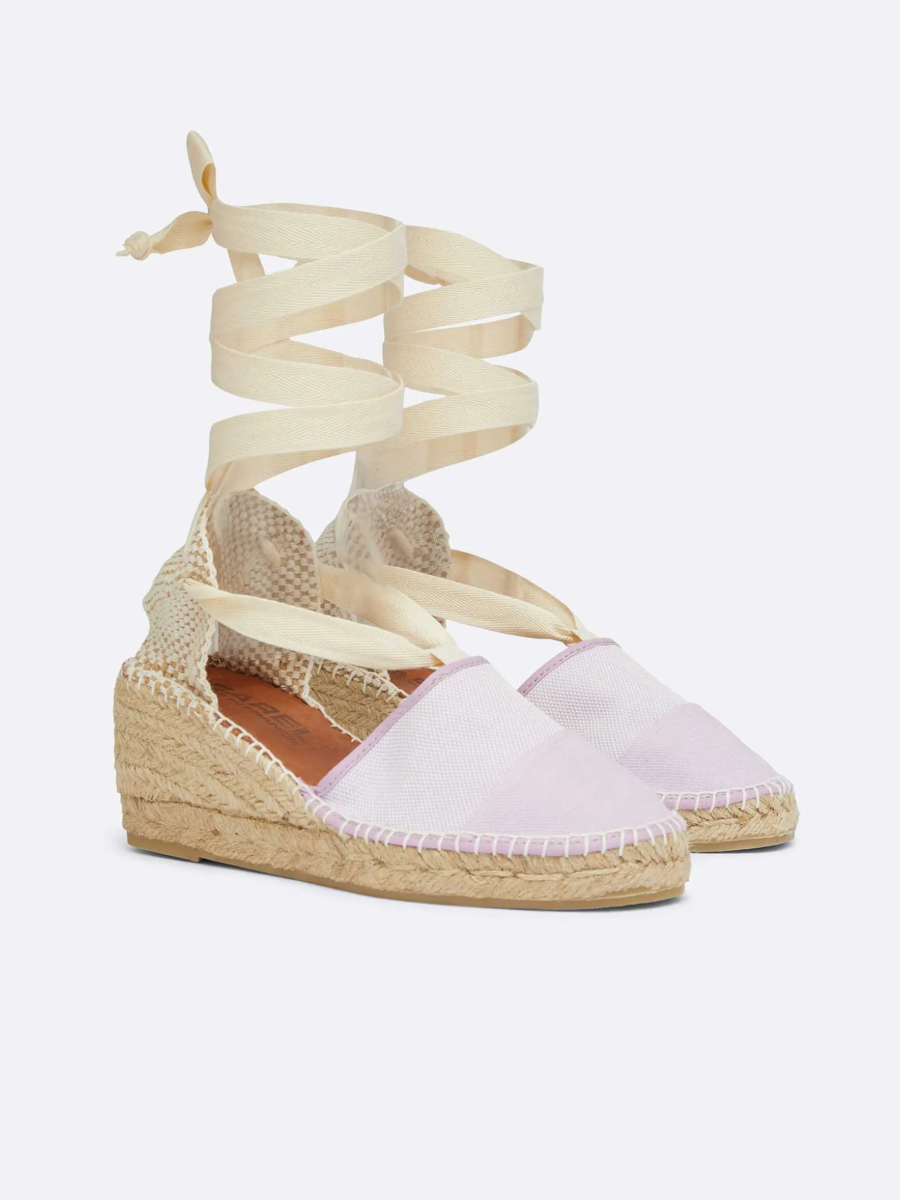 Carel Espadrilles>Espadrilles Met Sleehak Van Lila Stof