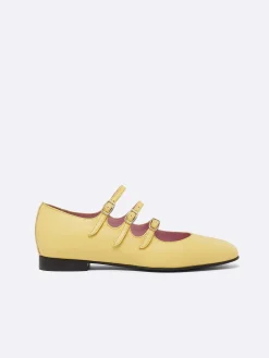 Carel Ballerina'S>Geel Gerecycled Leer Mary Janes Ballerina'S