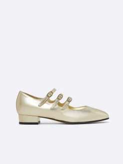 Carel Ballerina'S>Gelamineerd Platina Lederen Mary Janes Ballerina'S