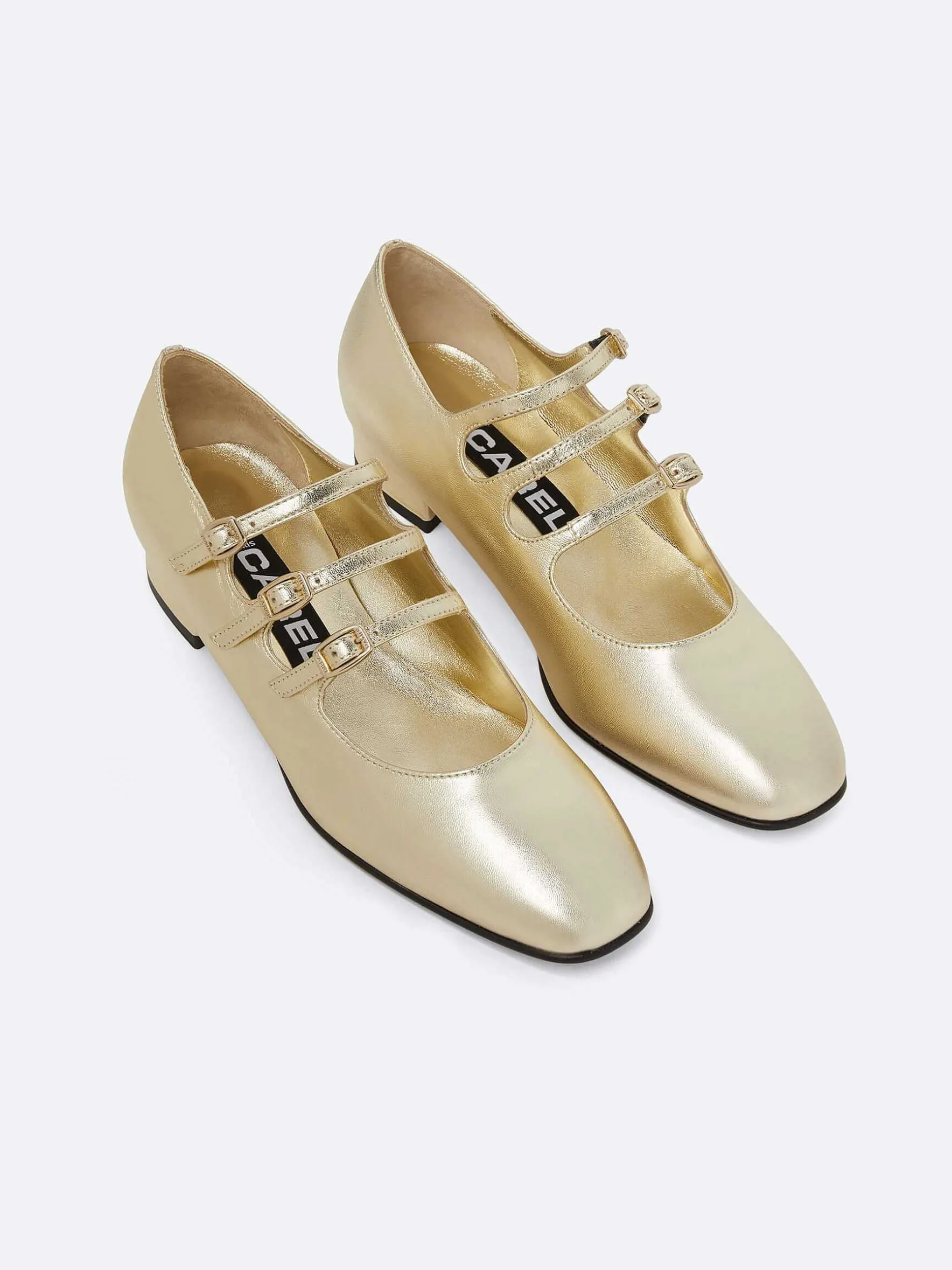 Carel Ballerina'S>Gelamineerd Platina Lederen Mary Janes Ballerina'S