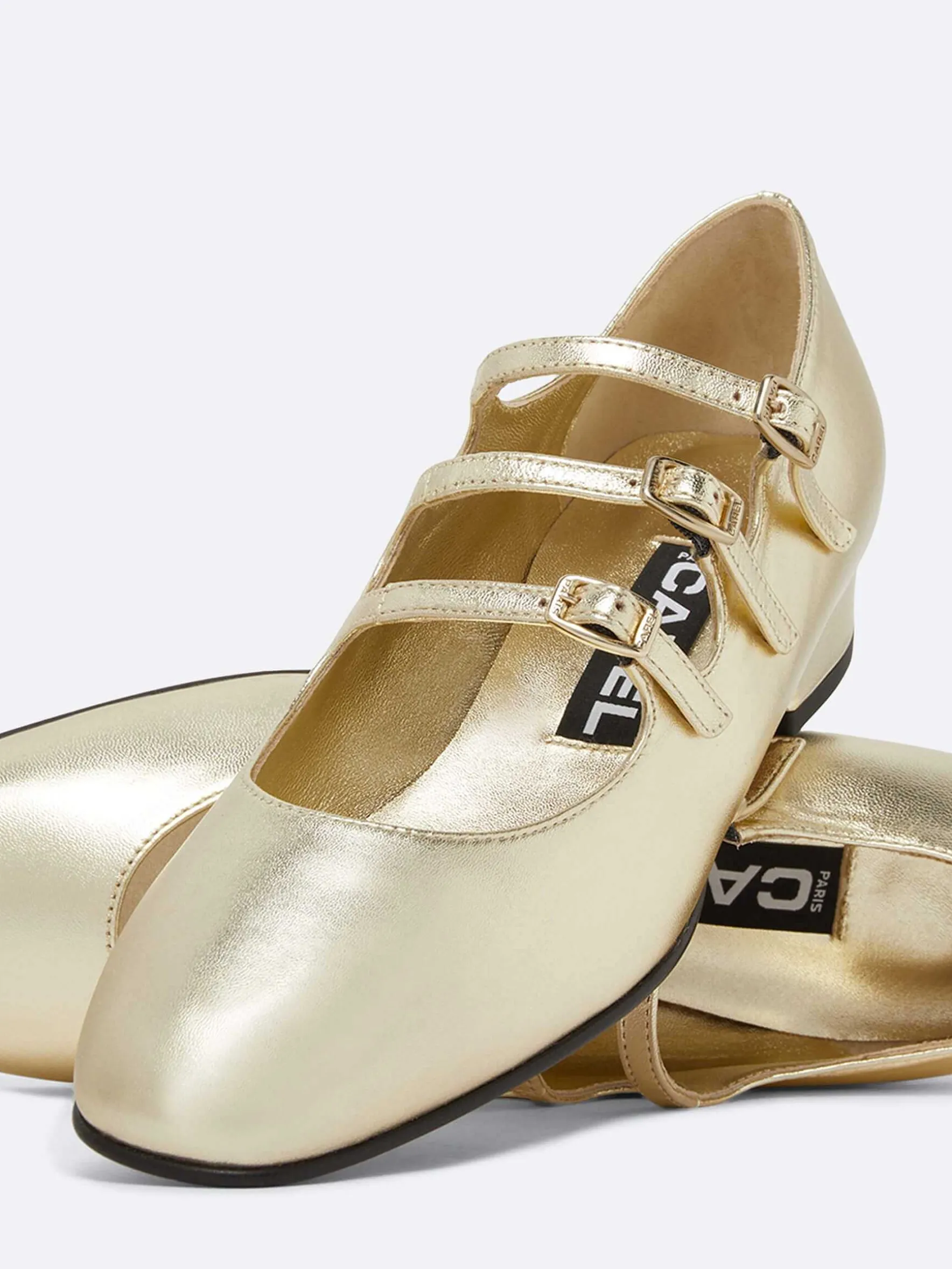 Carel Ballerina'S>Gelamineerd Platina Lederen Mary Janes Ballerina'S