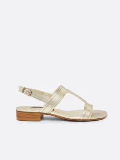 Carel Sandalen En Muilezels>Gelamineerde Platina Lederen Sandalen