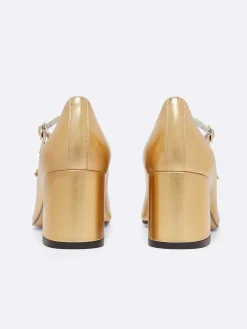 Carel Maria Janes>Goud Gelamineerde Leren Mary Janes Pumps