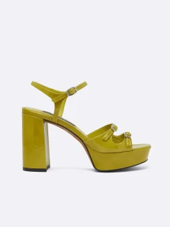Carel Sandalen En Muilezels>Groene Anijs Lakleren Platformsandalen