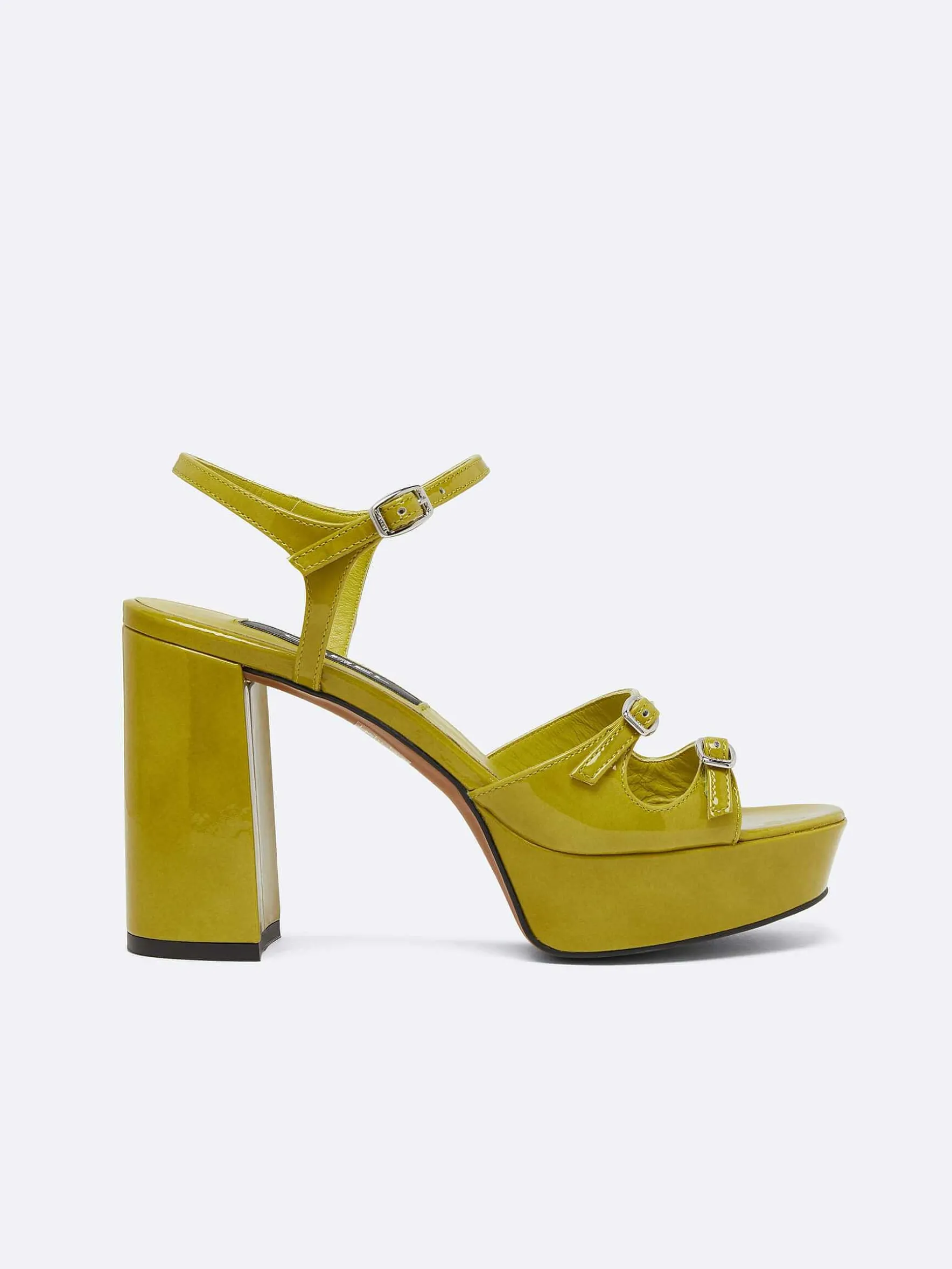Carel Sandalen En Muilezels>Groene Anijs Lakleren Platformsandalen