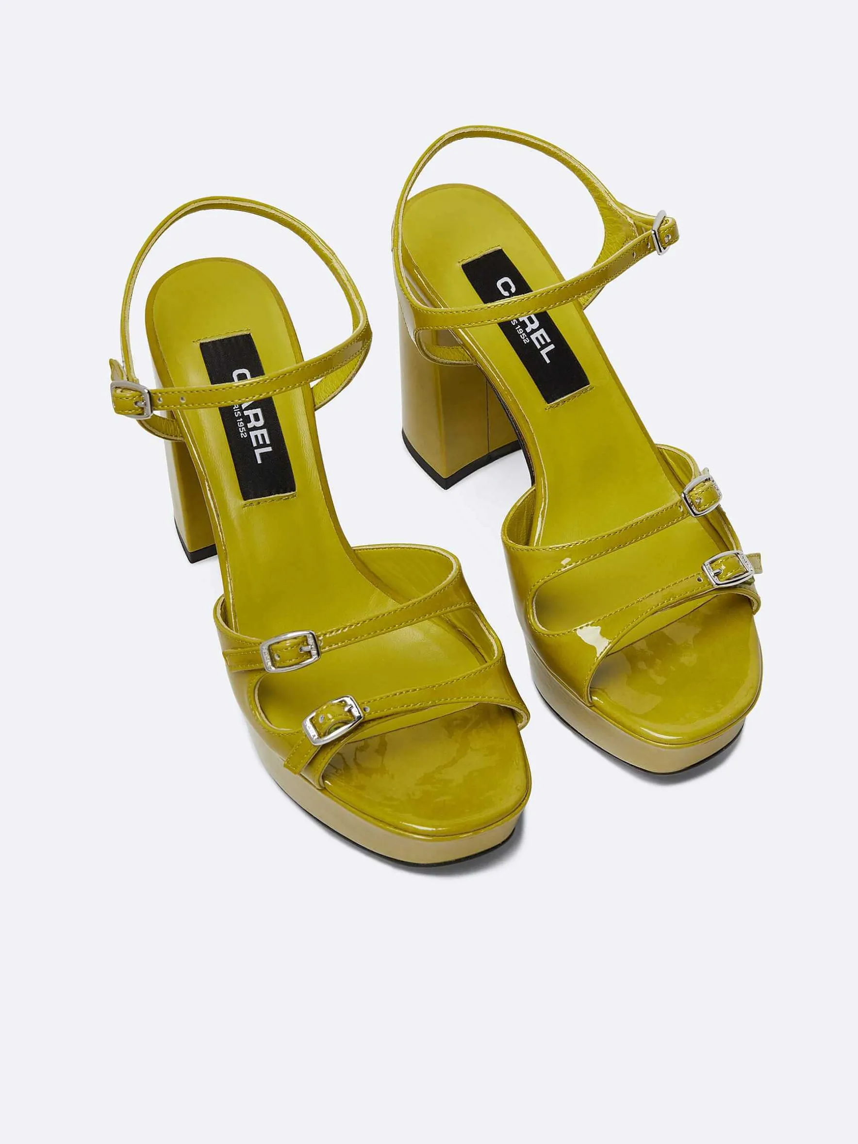 Carel Sandalen En Muilezels>Groene Anijs Lakleren Platformsandalen