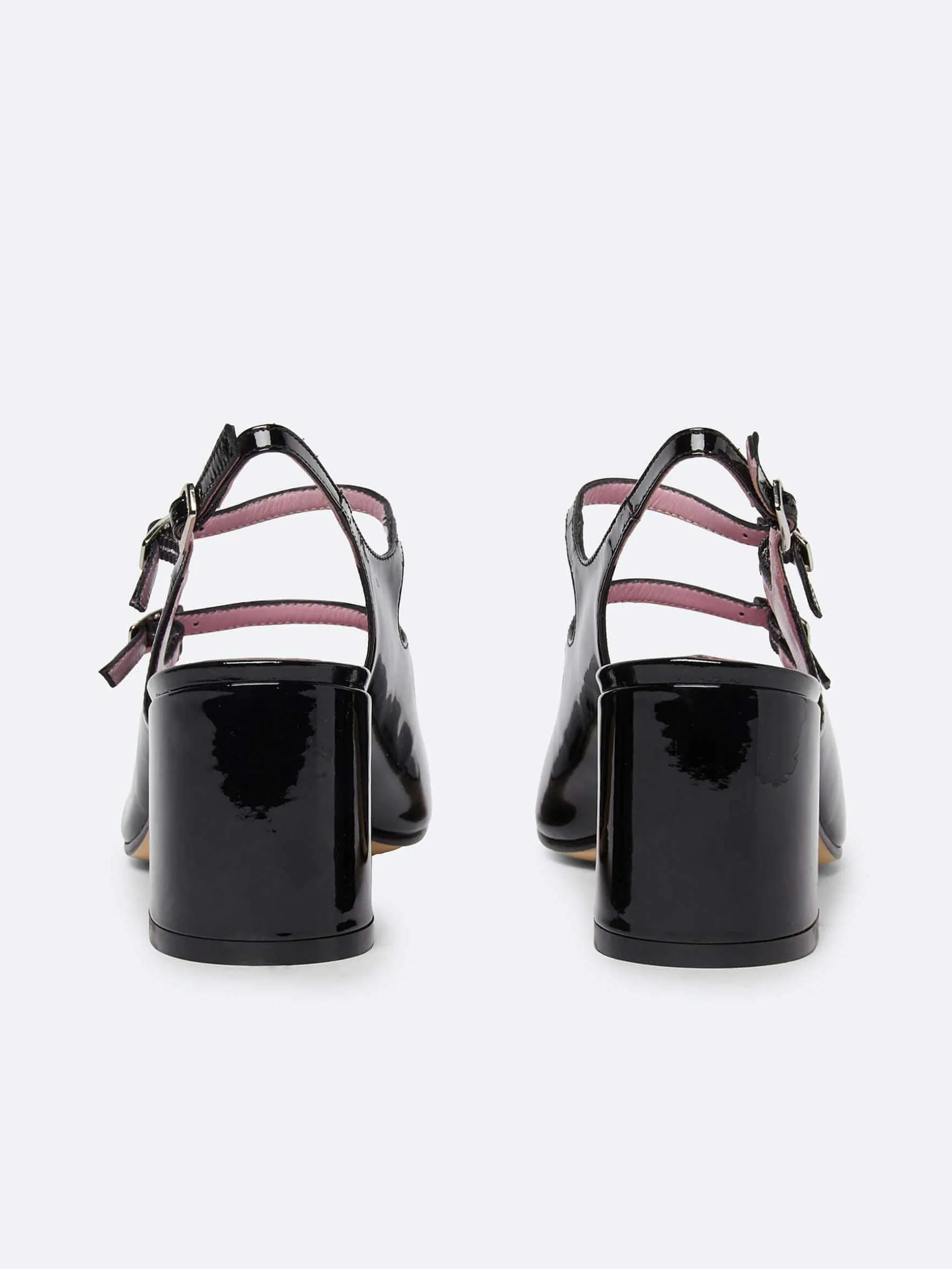 Carel Slingbacks>Ivoor En Zwart Lakleer Slingback Mary Janes