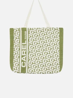 Carel Accessoires>Kaki Draagtas Met Monogram En Jacquardweefsel