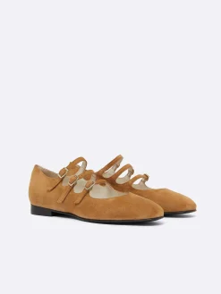 Carel Ballerina'S>Kameel Upcycled Suede Mary Janes Ballerina'S