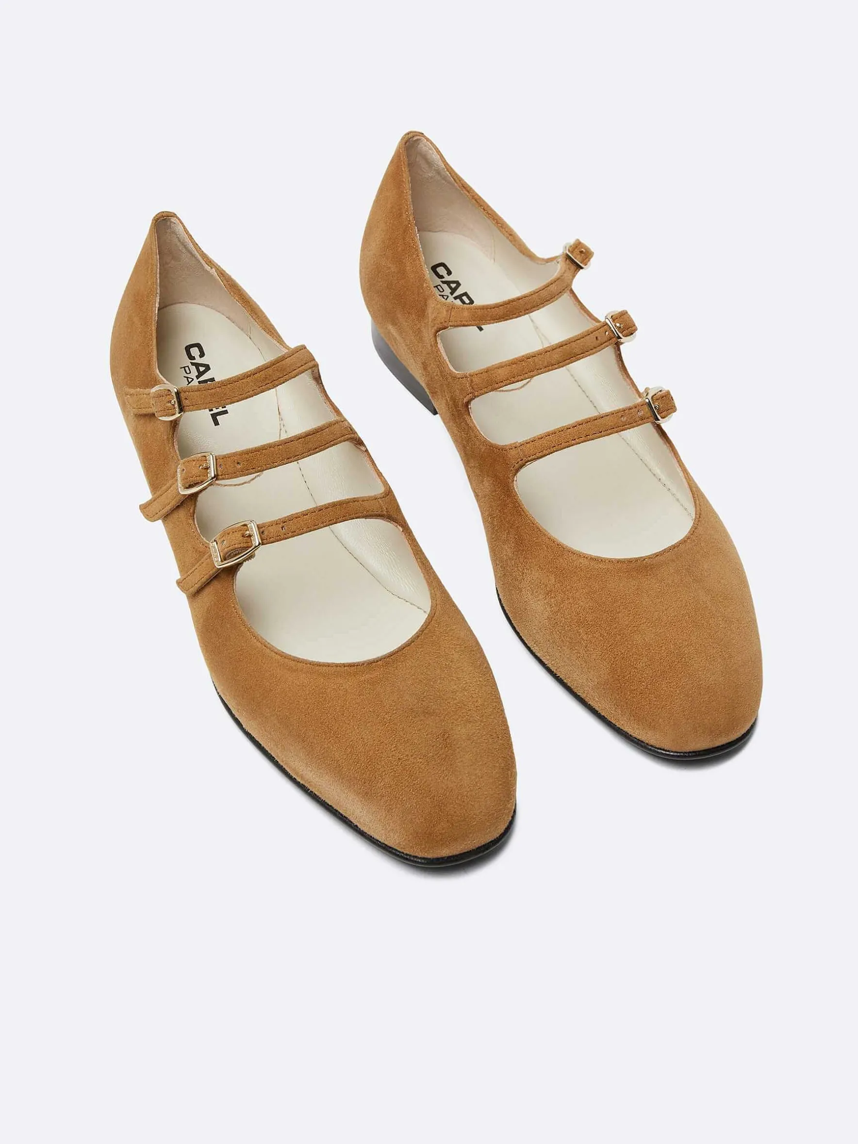 Carel Ballerina'S>Kameel Upcycled Suede Mary Janes Ballerina'S