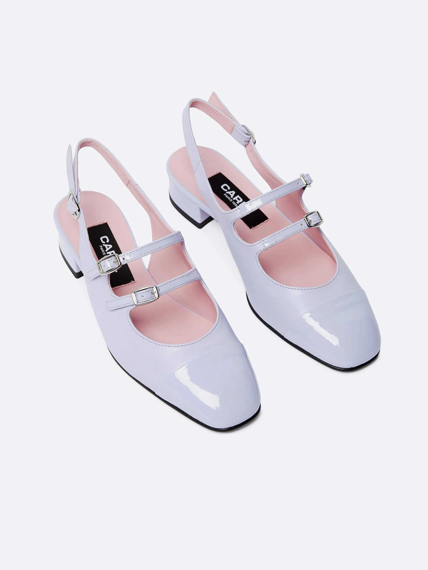 Carel Slingbacks>Lila Leer En Lila Lakleer Slingback Mary Janes