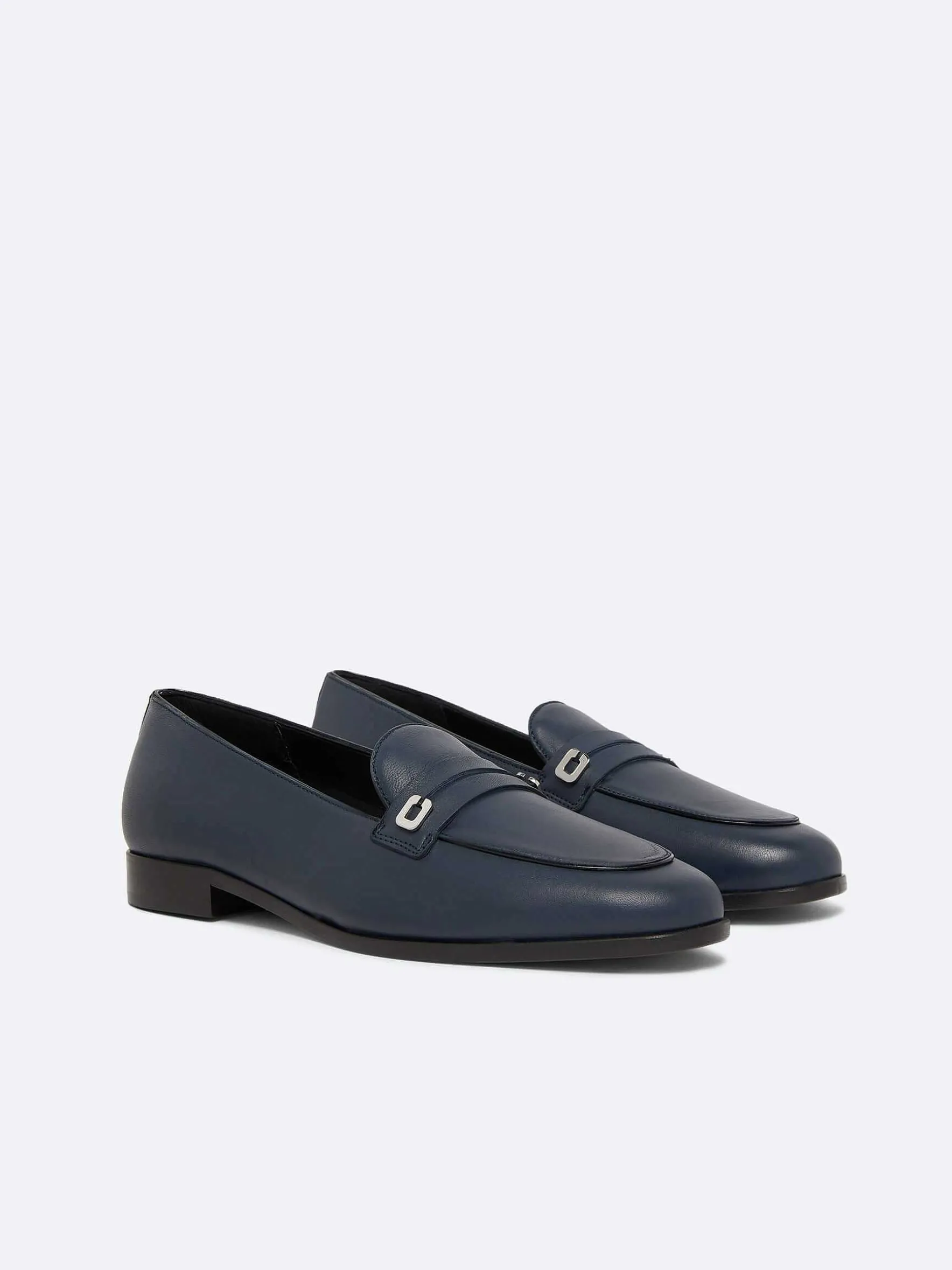 Carel Loafers>Marineblauwe Lederen Loafers