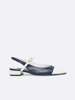 Carel Ballerina'S>Marineleer En Wit Lakleer Slingback